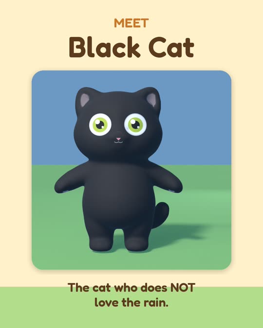 Black Cat — the cat who does NOT love the rain.